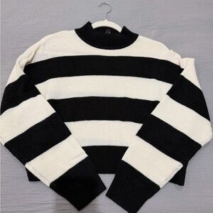 H&M Monochrome Striped Turtleneck Sweater